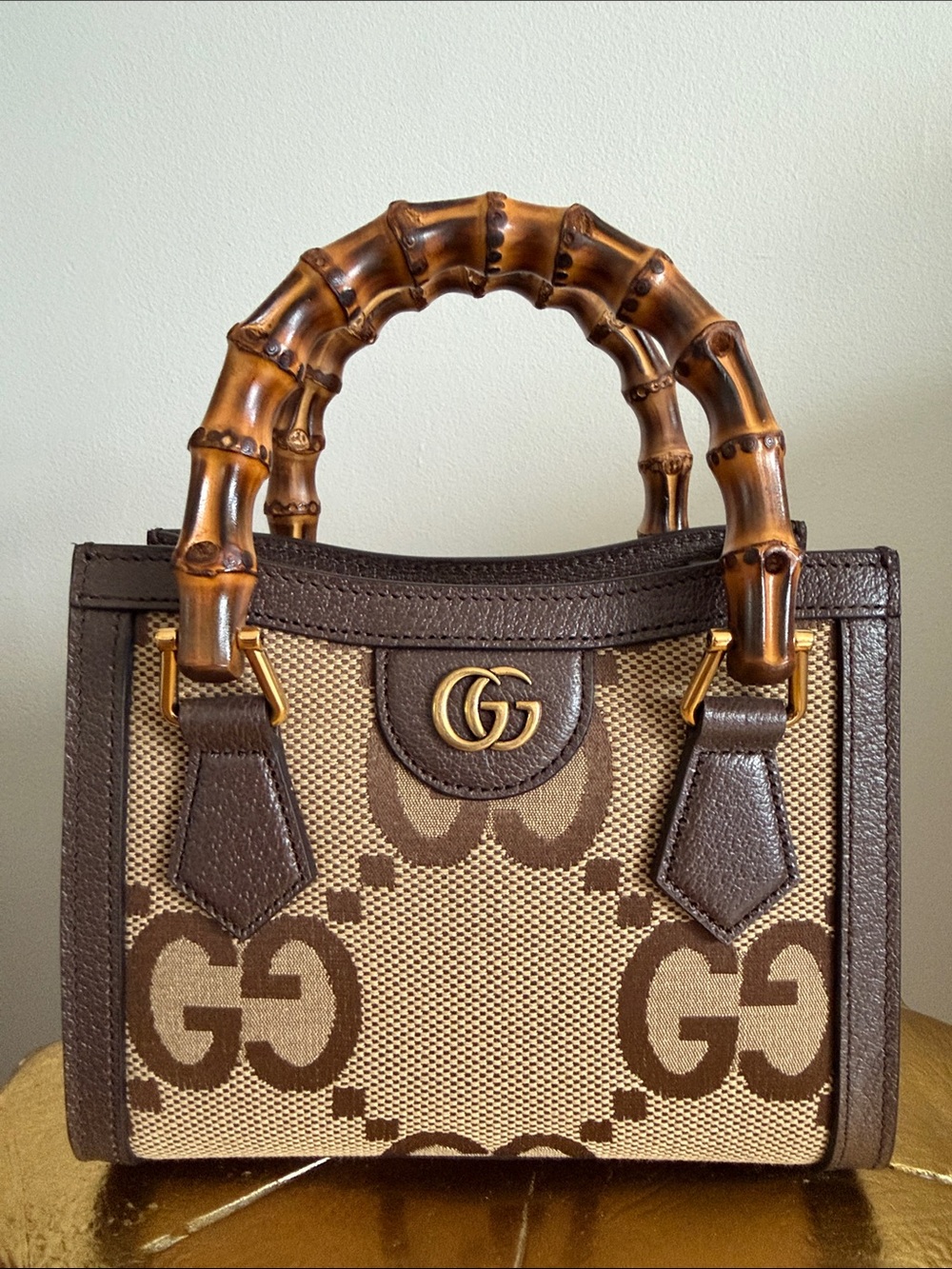 Gucci Brown Bamboo Top Handle Mini Diana Bag